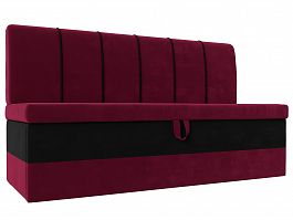 Кухонный диван Энигма (основа микровельвет бордовый, компаньон микровельвет черный) - Фото предпросмотра