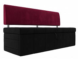 Кухонный прямой диван Стоун (основа микровельвет черный, компаньон микровельвет бордовый) - Фото предпросмотра