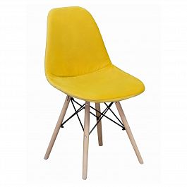 Чехол Е02 на стул Eames, уплотненный, велюр желтый - Фото предпросмотра