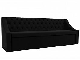 Кухонный прямой диван Мерлин (полностью микровельвет черный) - Фото предпросмотра