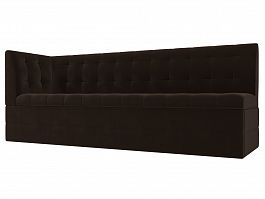 Кухонный диван Бриз с левым углом (полностью микровельвет коричневый) - Фото предпросмотра