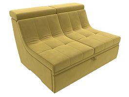 Модуль Холидей Люкс раскладной диван (полностью микровельвет желтый) - Фото предпросмотра