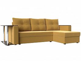 Угловой диван Атланта Лайт правый (полностью микровельвет желтый) - Фото предпросмотра
