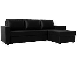 Угловой диван Траумберг Лайт правый (полностью экокожа черная) - Фото предпросмотра