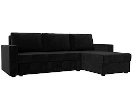 Угловой диван Траумберг Лайт правый (полностью велюр черный) - Фото предпросмотра