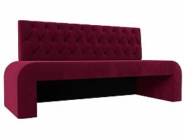 Кухонный прямой диван Кармен Люкс (полностью микровельвет бордовый) - Фото предпросмотра