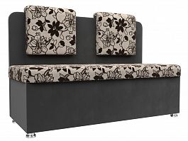 Кухонный прямой диван Маккон 2-х местный цветы\серый, рогожка\велюр - Фото предпросмотра