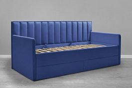 Кровать «Порше» с 2-мя боковинами и доп. спальным местом, синяя - Фото предпросмотра