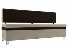 Кухонный прямой диван Стайл (основа микровельвет бежевый, компаньон микровельвет коричневый) - Фото предпросмотра