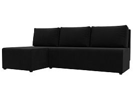 Угловой диван Поло левый (полностью микровельвет черный) - Фото предпросмотра