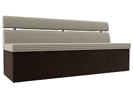 Кухонный прямой диван Классик (основа рогожка Корфу 02, компаньон микровельвет коричневый) - Фото предпросмотра