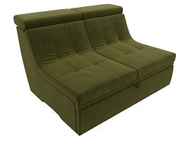 Модуль Холидей Люкс раскладной диван (полностью микровельвет зеленый) - Фото предпросмотра