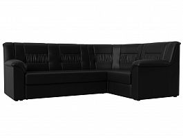 Угловой диван Карелия правый (полностью экокожа черная) - Фото предпросмотра