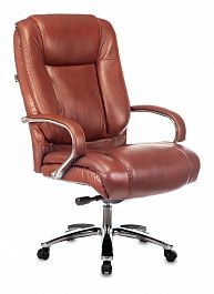 Кресло руководителя T-9925SL светло-коричневый Leather Eichel кожа крестовина металл хром - Фото предпросмотра