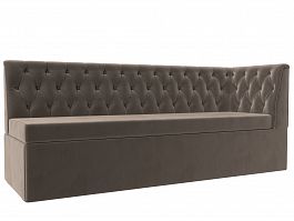Кухонный диван Маркиз с углом (полностью велюр коричневый) - Фото предпросмотра