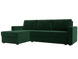 Угловой диван Траумберг Лайт левый (полностью велюр зеленый) - Фото предпросмотра