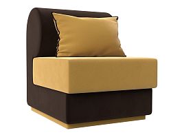 Кресло Кипр (основа микровельвет желтый, компаньон микровельвет коричневый, подушка микровельвет желтый, кант коричневый) - Фото предпросмотра
