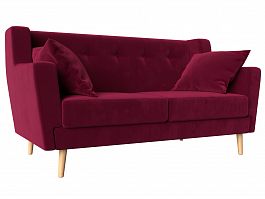 Прямой диван Брайтон 2 (полностью микровельвет бордовый) - Фото предпросмотра
