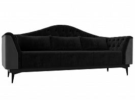 Прямой диван Флорида (основа велюр черный, компаньон велюр серый) - Фото предпросмотра