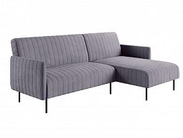Baccara диван-кровать с шезлонгом, с подлокотниками, бархат светло-серый 26 - Фото предпросмотра