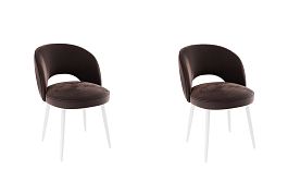 Набор стульев Моли (2 шт.) CHS.N.04.2104 кофе (велюр)/белый - Фото предпросмотра