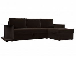 Угловой диван Атланта С правый (полностью микровельвет коричневый) - Фото предпросмотра
