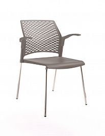 REWIND стул с открытыми подлокотниками каркас хром/пластик серый "Кресла для посетителей"  ТК-001854000018 серый - Фото предпросмотра