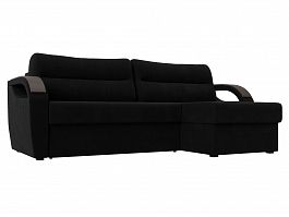 Угловой диван Форсайт правый (полностью микровельвет черный) - Фото предпросмотра