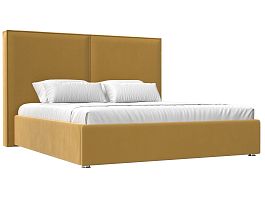 Интерьерная кровать Аура 160 (полностью микровельвет желтый) - Фото предпросмотра