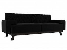 Прямой диван Мюнхен Люкс (полностью микровельвет черный) - Фото предпросмотра