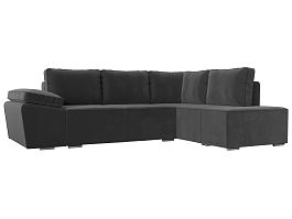 Угловой диван Хьюго угол правый (полностью велюр серый) - Фото предпросмотра