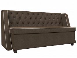 Кухонный прямой диван Лофт (основа рогожка коричневая, кант рогожка бежевая) - Фото предпросмотра