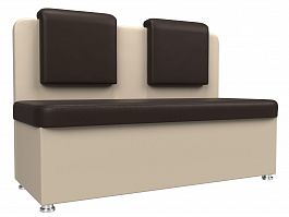 Кухонный прямой диван Маккон 2-х местный коричневый\бежевый, экокожа - Фото предпросмотра