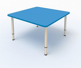 Детский стол 4-х местный 700*700*400…580 синий - Фото предпросмотра