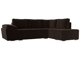 Угловой диван Хьюго угол правый (полностью микровельвет коричневый) - Фото предпросмотра