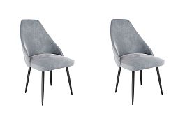Набор стульев Милан (2 шт.) CHS.N.05.2095 серый (велюр)/черный - Фото предпросмотра