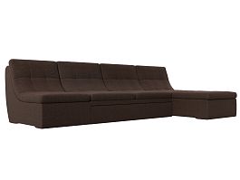 Угловой модульный диван Холидей (полностью рогожка коричневая) - Фото предпросмотра