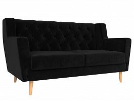 Прямой диван Брайтон 2 Люкс (полностью велюр черный) - Фото предпросмотра