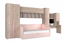 Комплект детской мебели Лайк К40 КД40Лайк.2201 дуб мария/роуз/нежно-розовый (велюр) - Фото предпросмотра