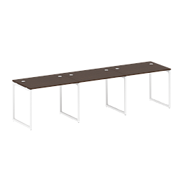 Metal System Quattro Р. ст. на 3 раб. места на О-образном м/к 40БО.СМ-3.1 Венге/Белый металл 3000*720*750 - Фото предпросмотра