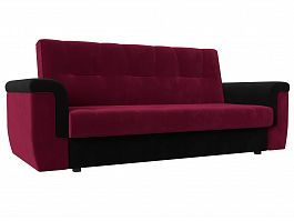 Прямой диван Эллиот (основа микровельвет бордовый, компаньон микровельвет черный) - Фото предпросмотра