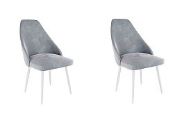 Набор стульев Милан (2 шт.) CHS.N.05.2096 серый (велюр)/белый - Фото предпросмотра
