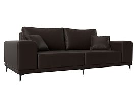 Прямой диван Льюес (полностью экокожа коричневая) - Фото предпросмотра