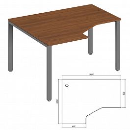 Эргономичный стол левый Trend Metal 140x120x75 орех - Фото предпросмотра