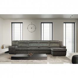 Угловой диван "Милан 2" с оттоманкой и баром - Фото предпросмотра