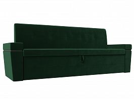 Кухонный прямой диван Деметра (полностью велюр зеленый) - Фото предпросмотра