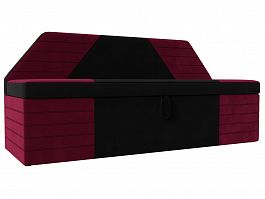 Кухонный прямой диван Дуглас (основа микровельвет черный, компаньон микровельвет бордовый) - Фото предпросмотра