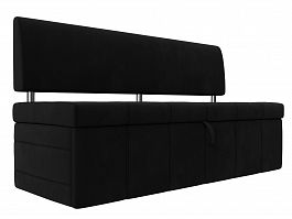 Кухонный прямой диван Стоун (полностью микровельвет черный) - Фото предпросмотра