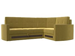 Угловой диван Белла правый (полностью микровельвет желтый) - Фото предпросмотра
