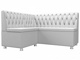 Кухонный угловой диван Мирта левый (полностью экокожа белая) - Фото предпросмотра
